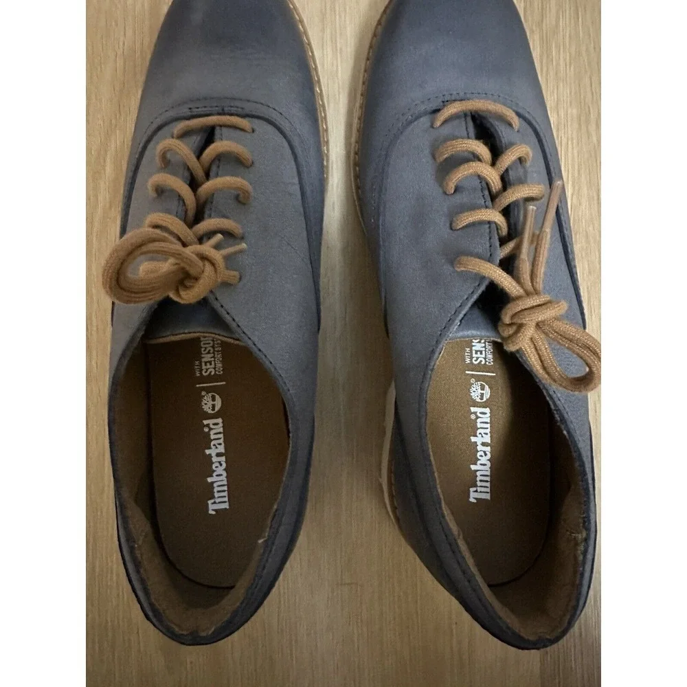 Timberland Women's Bramhall Oxford‎ Blue Leather Size 8 Excellent Condition